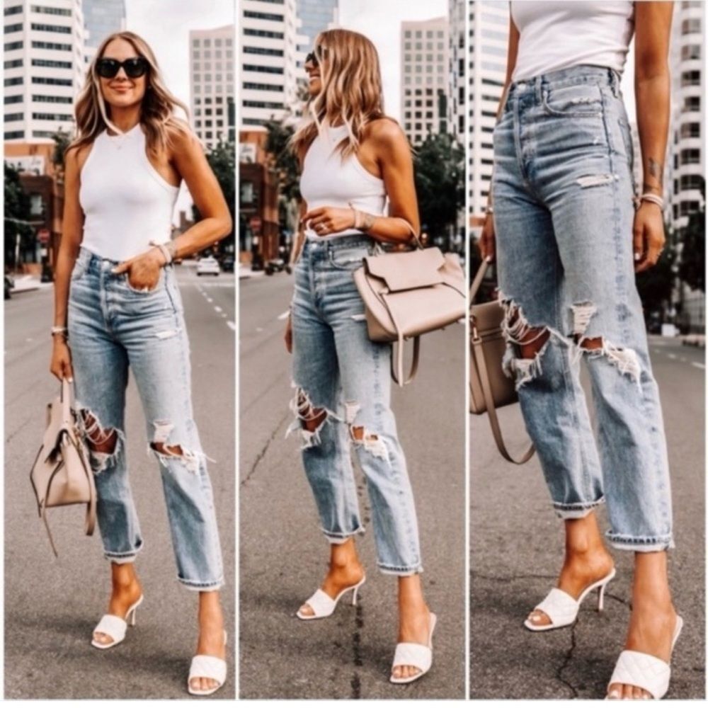 AGOLDE 90's Mid Rise Loose Fit Distressed Denim Jeans size 24